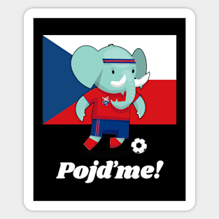 ⚽ Czech Football, Cute Elephant Kicks Ball, Pojďme! Team Spirit Sticker